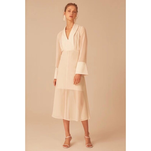 C/MEO Collective Dresses & Skirts - NWT C/MEO Collective Sheer Ivory Midi Wedding Dress – Size XS